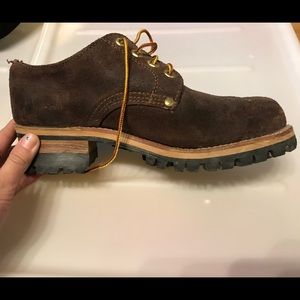 Brown vibram below rise lace up boot shoe